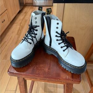 Dr. Martens White Combat Boots with Black Laces
